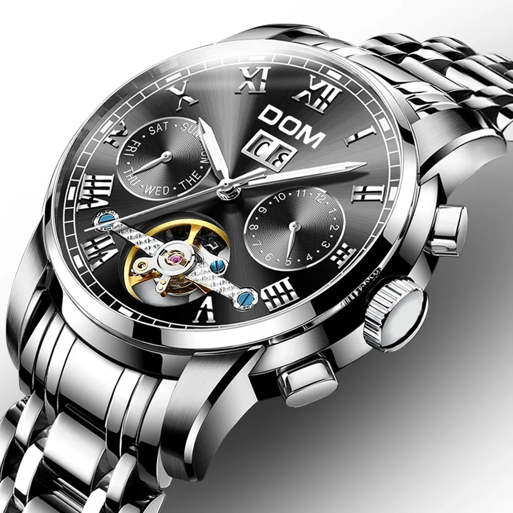 

DOM New Men's Sports Watch Male Automatic Mechanical Watch Top Brand Multi-functional Steel Bracelet Watch Young Students Watc