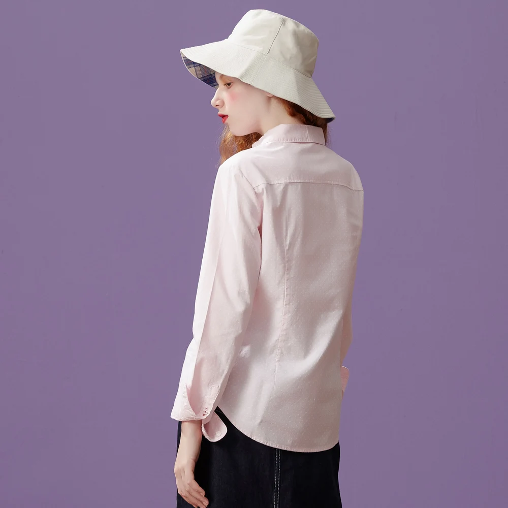 Beste Metersbonwe Lange Mouwen Shirt Vrouwen Nieuwe Zoete Toevallige Slanke Kleding Effen Kleur Kleine Verse Vierkante Kraag College Shirt