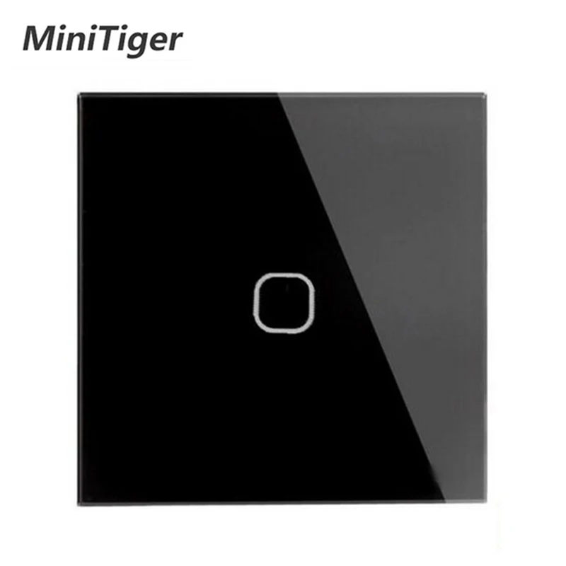 

Minitiger EU Standard Touch Switch White Crystal Glass Panel 1 Gang 1 Way Touch Switch, EU Light Wall Touch Screen Switch