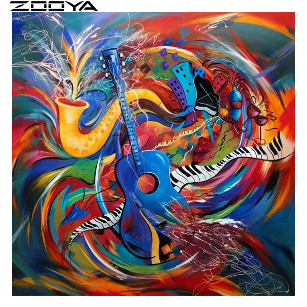 

ZOOYA Diamond Painting Cross stitch Colored Musical Instruments Diamond Embroidery Pattern Hobbies and Crafts Home Decor R1090
