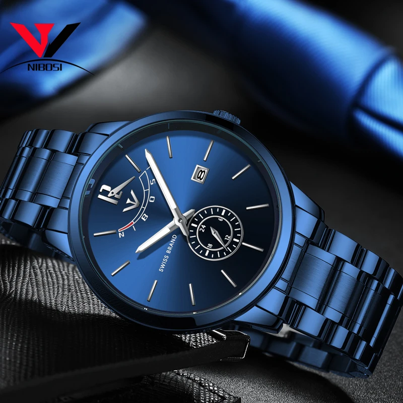 NIBOSI 2018 Mens Watches Top Brand Luxury Original Analog Watch For Men Waterproof/Luxury Casual Stainless Steel Erkek Kol Saati