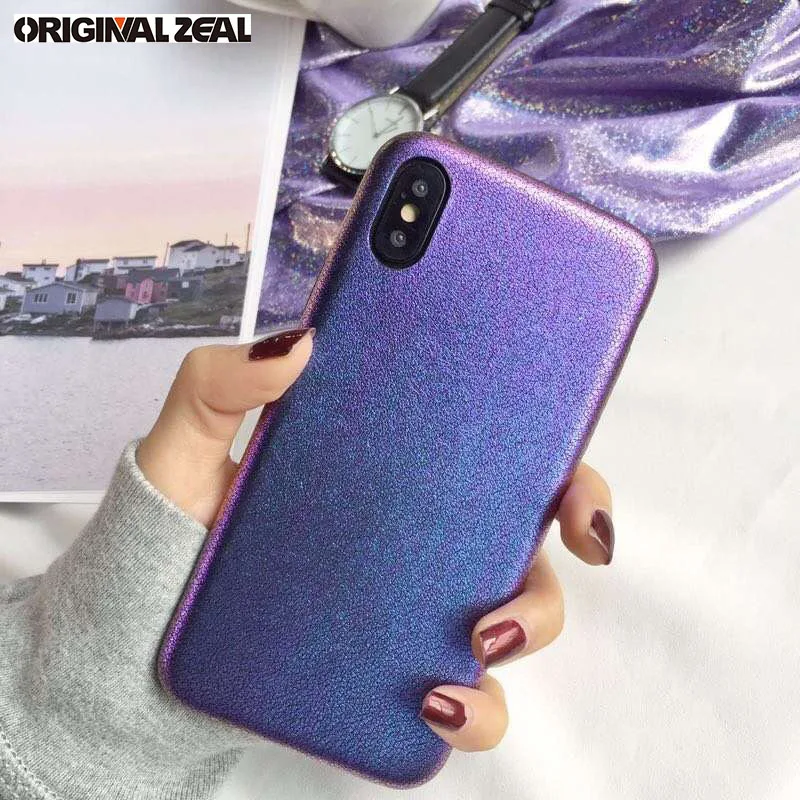 INIZEAL Fashion Electrical Purple Case for iPhone X 8 8PLUS 7 Luxury Shining Minimalism Soft Material 7plus 6s 6plus 6 |