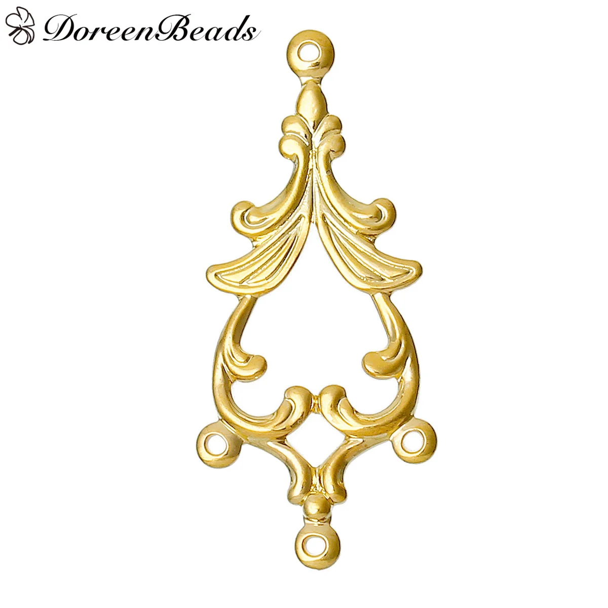 DoreenBeads Brass Filigree Stamping Connectors Findings Teardrop Gold