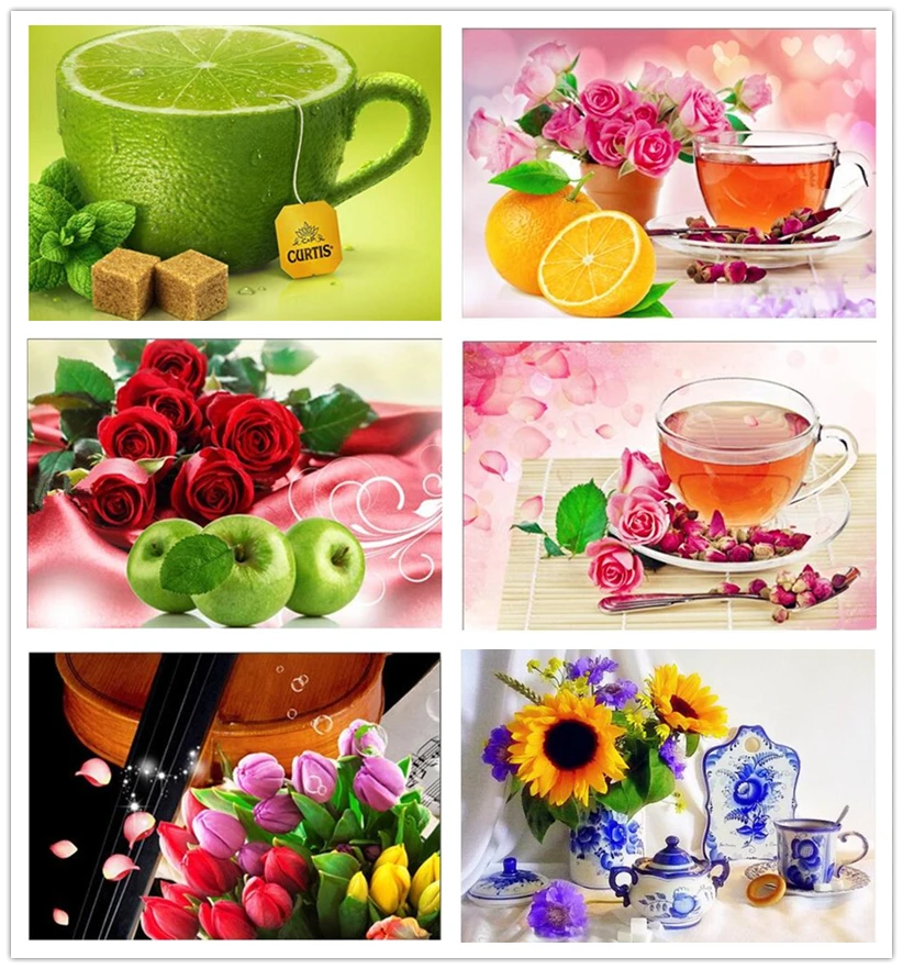 

DIY Diamond Painting Full Square Drill Mosaic Sticker Decor Picture Cross Stitch 100% 5d Diamond Embroidery Flower fruit DW895