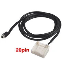 Cabo de áudio de música de 3.5mm 20pin, adaptador de entrada fêmea para toyota camry corolla reiz rav4 highlander