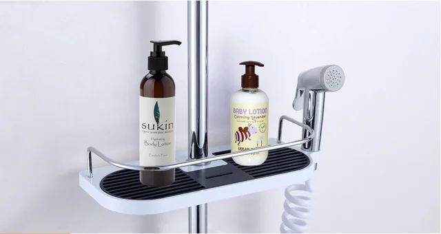 Wall Hanging Bathroom Pole Shelf Shower Storage Rack Shampoo Bath Wall Hanging Bathroom Pole Shelf Shower Storage Rack Shampoo Bath Towel Organizer Tray Holder Home