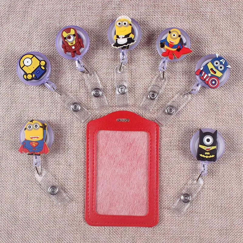 

Cartoon Yellow Man The Porte Badge Scroll Nurse Reel Scalable Students Exhibition Entrance Guard Card ID Card Holder Boy Cards