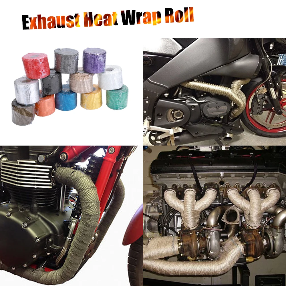 

Fiberglass Heat Exhaust Wrap Roll Motorcycle Car Practical Heat Shield Tape Heat Insulated Wrap Turbo Intake Manifold Heat Wrap