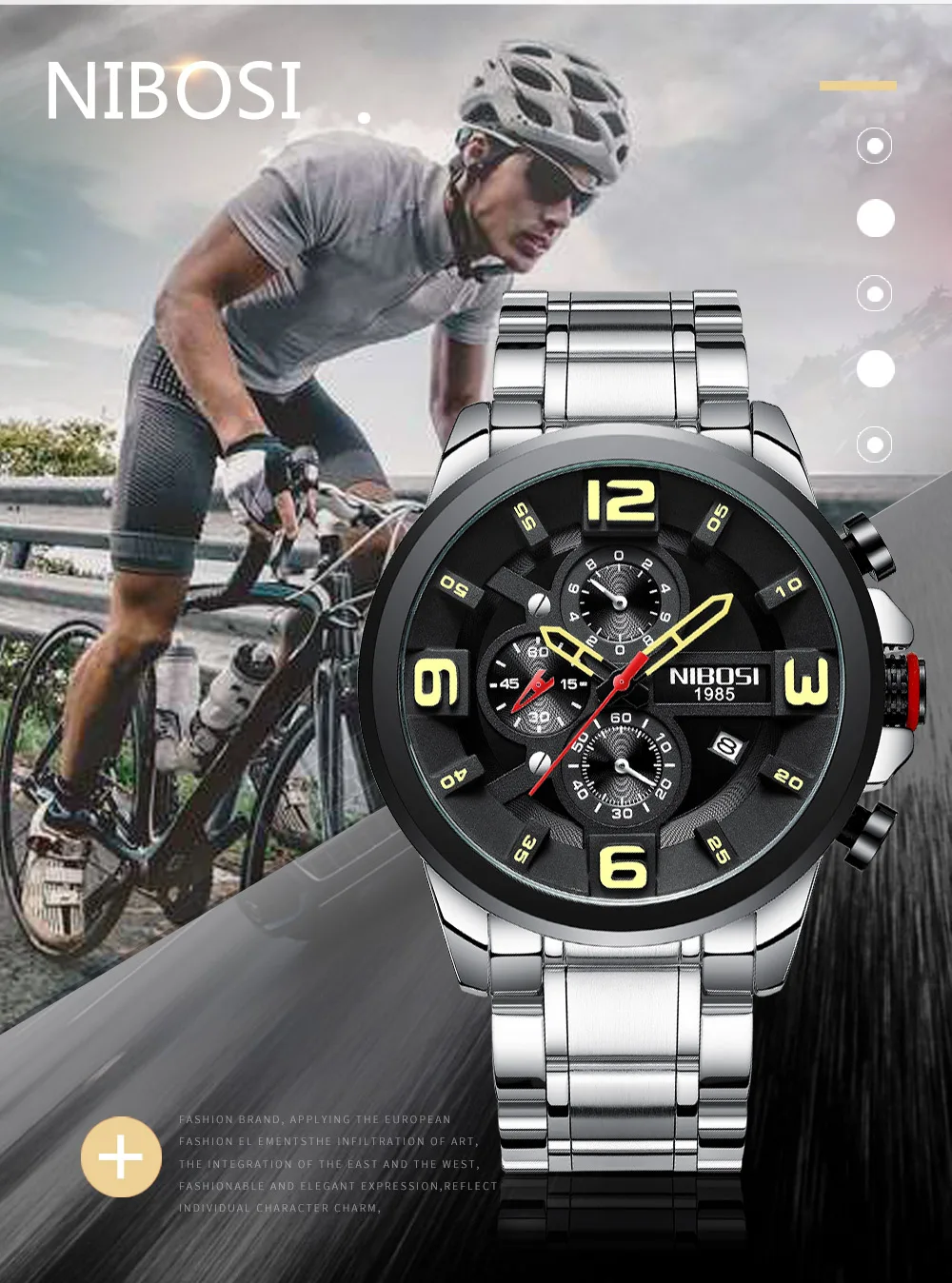 NIBOSI Reloj Hombre мужские часы Топ бренд Роскошные спортивные часы для мужчин часы люксовый бренд водонепроницаемые полностью стальные