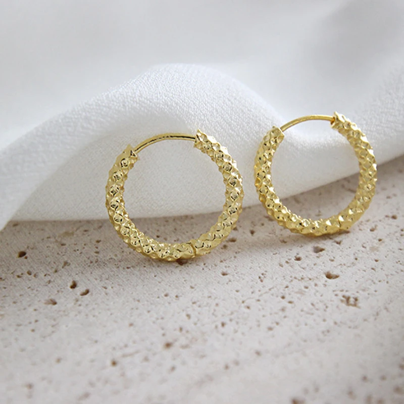 Korean Popcorn Concave Surface Women Earring Silver 925 Hoop Earring Gold Individuality Ear Buckle Women Earring Luxury Jewelry