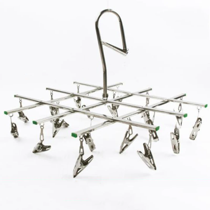 

Stainless Steel Hanger Multi Clips Display Hanging Clothes Underwear Socks Ties Laundry Drying Racks
