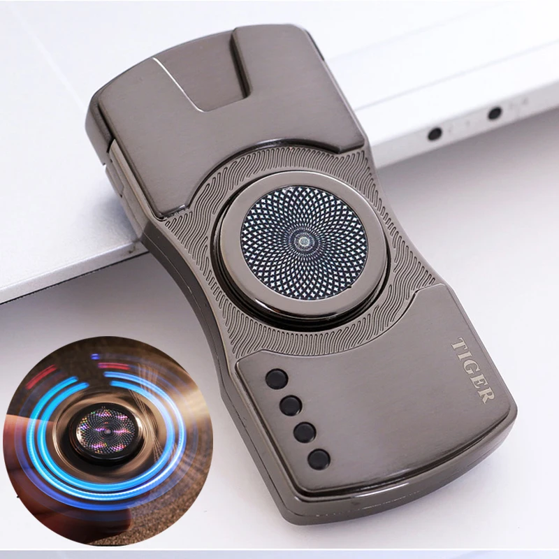 

Electronic Cigarette Lighter Fidget Spinner LED Colorful Luminous EDC Hand Spinner USB Rechargeable For Adult Best Gift