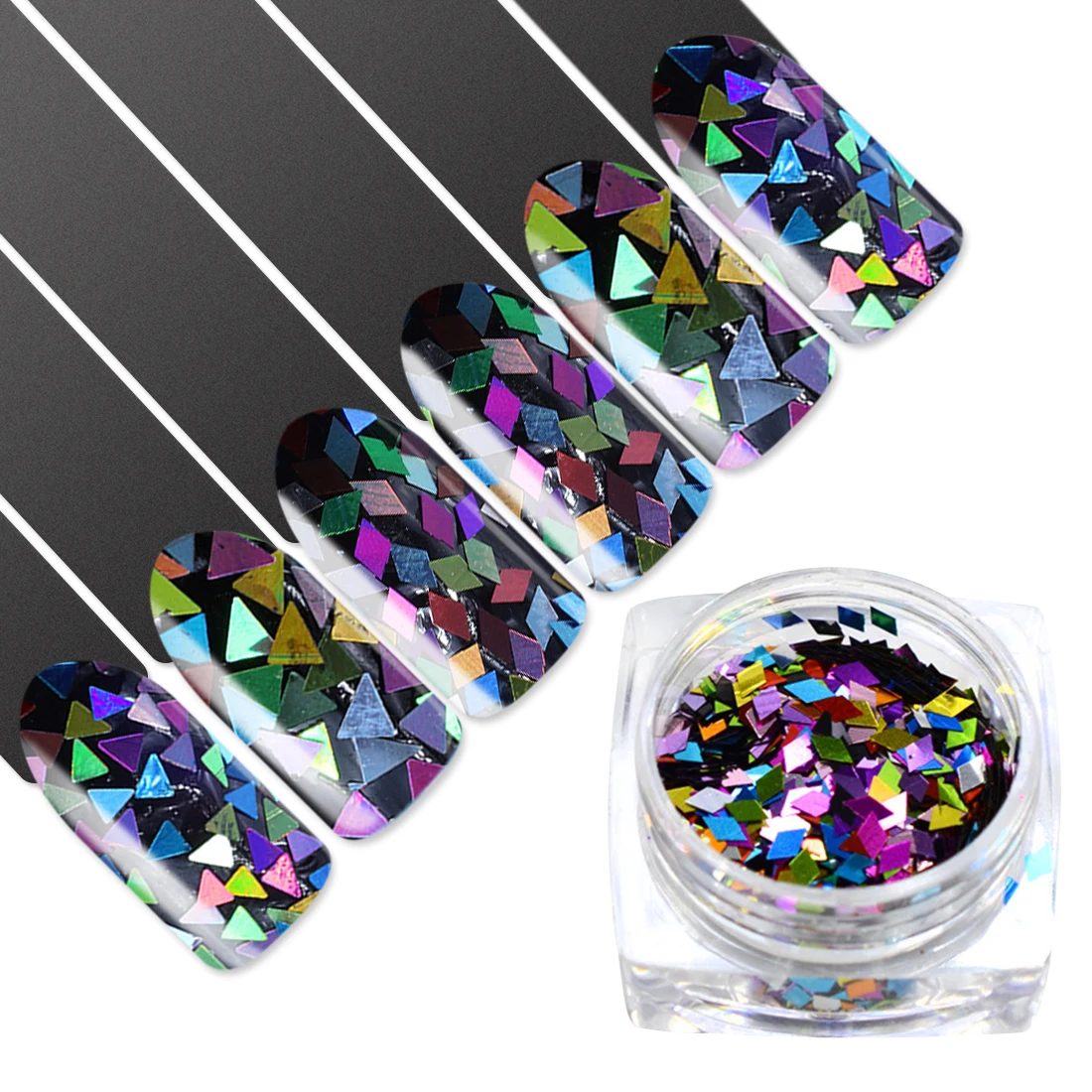 

Triangle Small/Big Paillette Laser Rhombus Nail Sequins Diamond 3D Thin Tips Sparkling Colorful Mirro Glass Nail Art Glitter