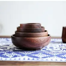 1PC 4 size Kitchen gadgets Natural Jujube Wooden bowl soup rice Noodles bowls Kids tableware baby feeding Children bowl LC 013
