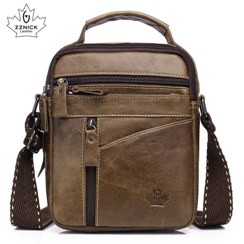 

Mens Handbag Genuine Leather Crossbody Bags Genuine Leather Shoulder Bag 2019 Fashion Zipper Men Messenger Bag ZZNICK