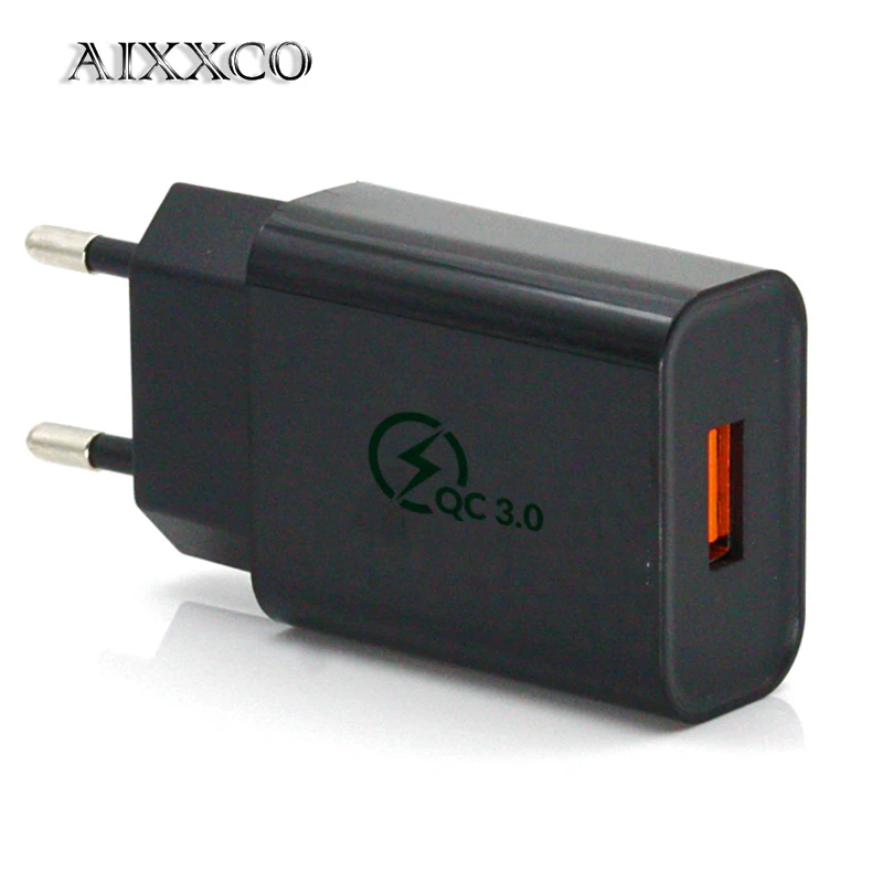 AIXXCO 18 W سريعة تهمة 3.0 سريع الهاتف المحمول شاحن الاتحاد الأوروبي التوصيل جدار واحد USB مهايئ شاحن ل فون سامسونج Xiaomi هواوي