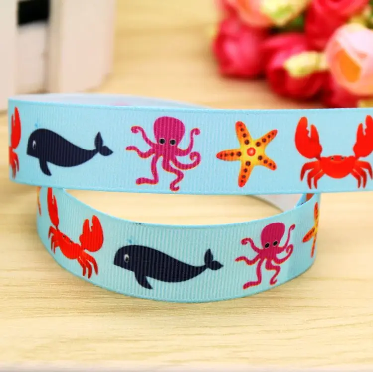 

7/8 дюймов морские животные печатные Grosgrain ленты Hairbow головные уборы вечерние украшения Diy оптом OEM 22 мм P5916