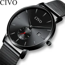 CIVO 2019 Fashion Sports Watches Mens Waterproof Analogue Steel Mesh Strap Quartz Wrist Watches Men Brithday Clock Reloj Hombre