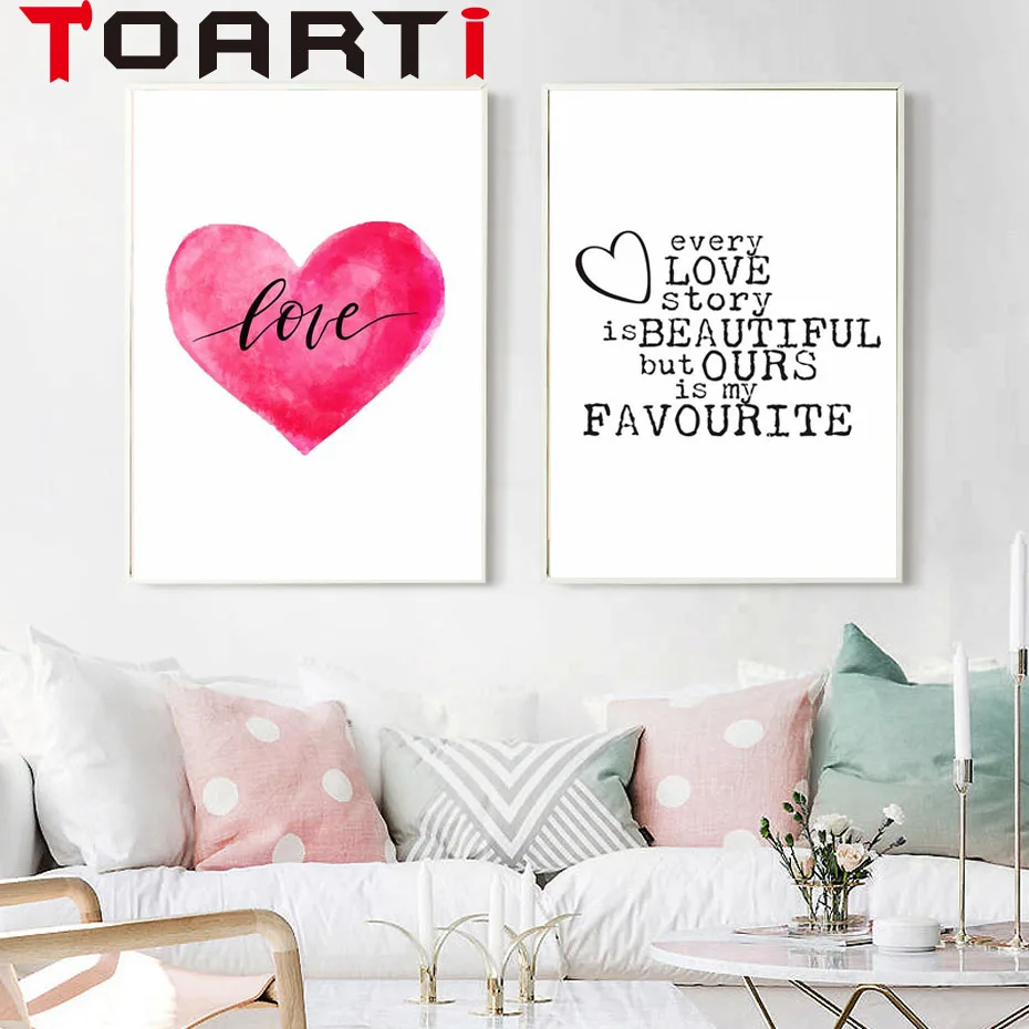 Warm Love Quotes Posters Prints Love Heart Canvas Painting On The Wall For Kids Room Bedroom Nordic Home Decoration Art Pictures (8)