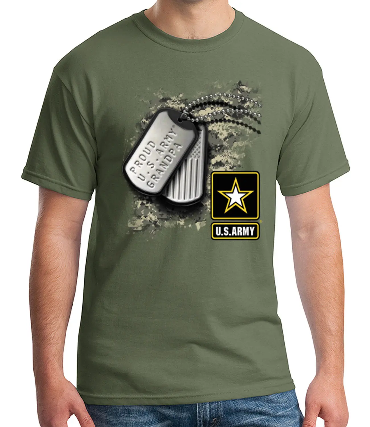 Proud Grandpa Adult's T-shirt US Army Tag Tee for Men - 1329C Comfortable t shirt Fashion Style | Мужская одежда