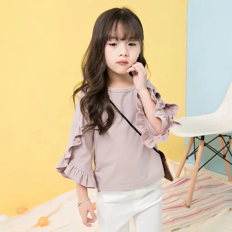 Toddler Girls Ruffle Blouse 2018 Spring Kids Girls Long Sleeve Blouse ...