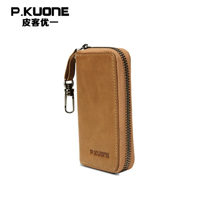 

P.KUONE Real Leather Organizer Key Case Purse For Business Men Best Selling Genuine Leather Key Wallet Car Holder Housekeeper