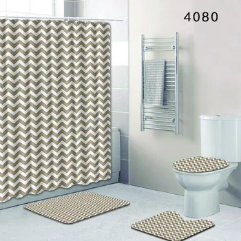 

Shading India Bathroom Carpet Set in Bath Mats 4pcs Bathroom Shower Curtain and Rug Sets Toilet Mat Accessories for Home Decor