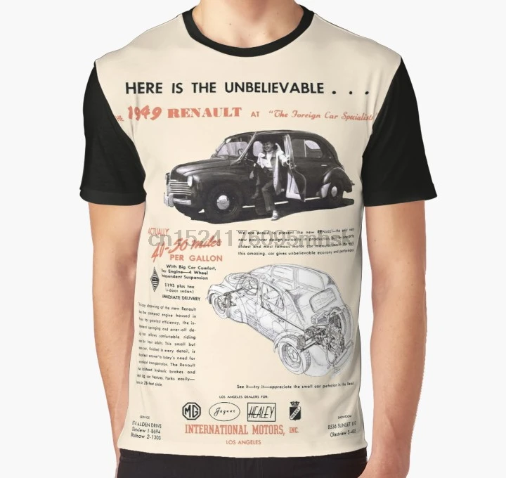 

All Over Print 3D Tshirt Men Funny T Shirt RENAULT 4CV Graphic T-Shirt