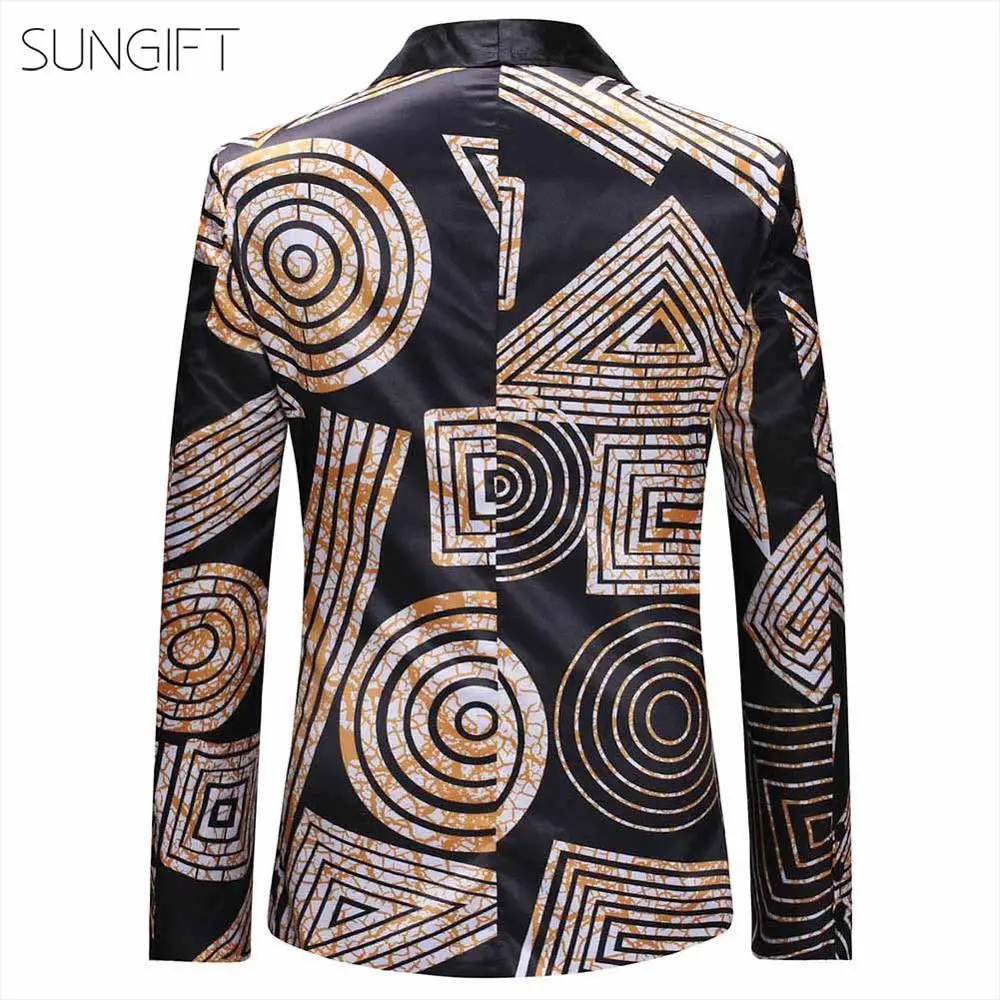 SUNGIFT Африканский Мужской Топ с длинным рукавом Дашики пуговицы геометрический