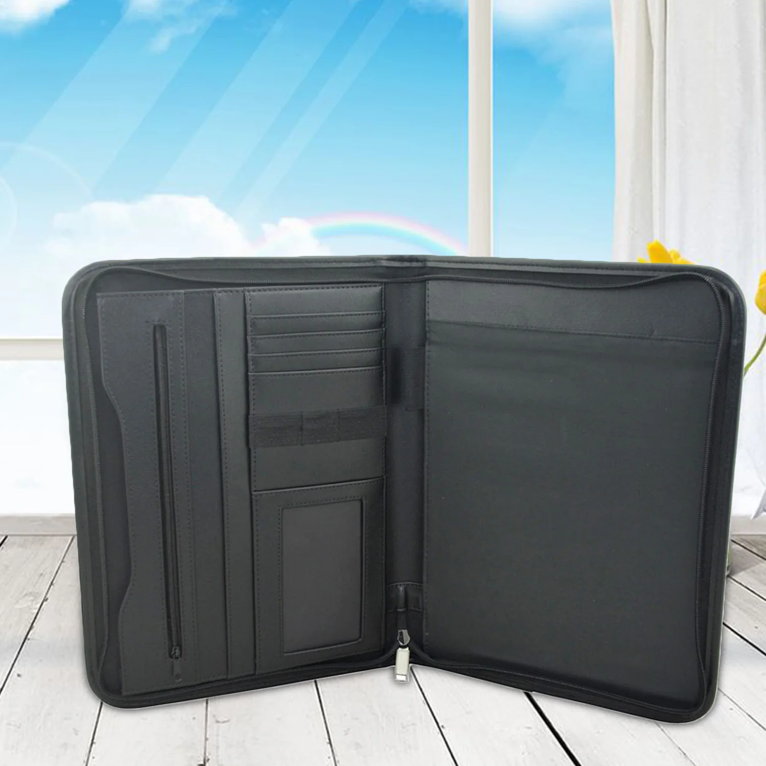 

Multifunctional A4 Conference Folder Professional Business PU Leather Document Case Organizer Bag Portfolio with Calculator