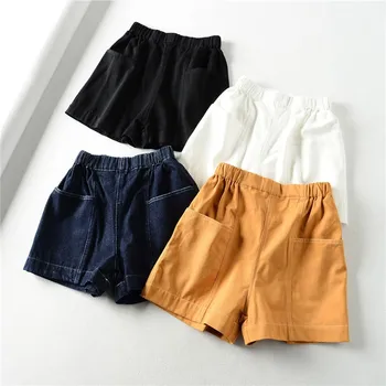 

2019 New Arrival Summer High Waist Solid Shorts Female Casual Loose Pockets Wide Leg Shorts