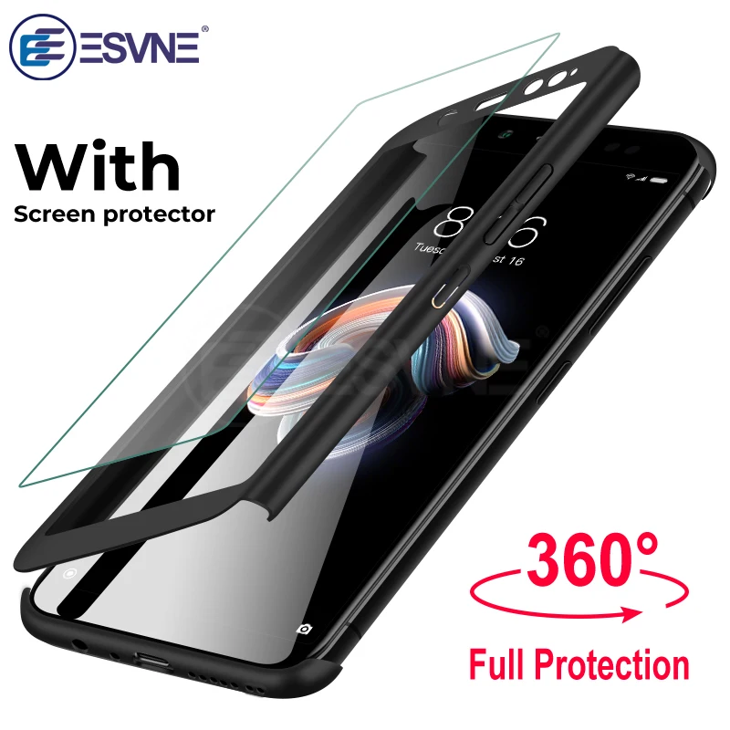 Полный защитный чехол ESVNE 360 для xiaomi redmi note 4 5 6 Plus pro стеклянный 5a 6a 4a 4x экрана |