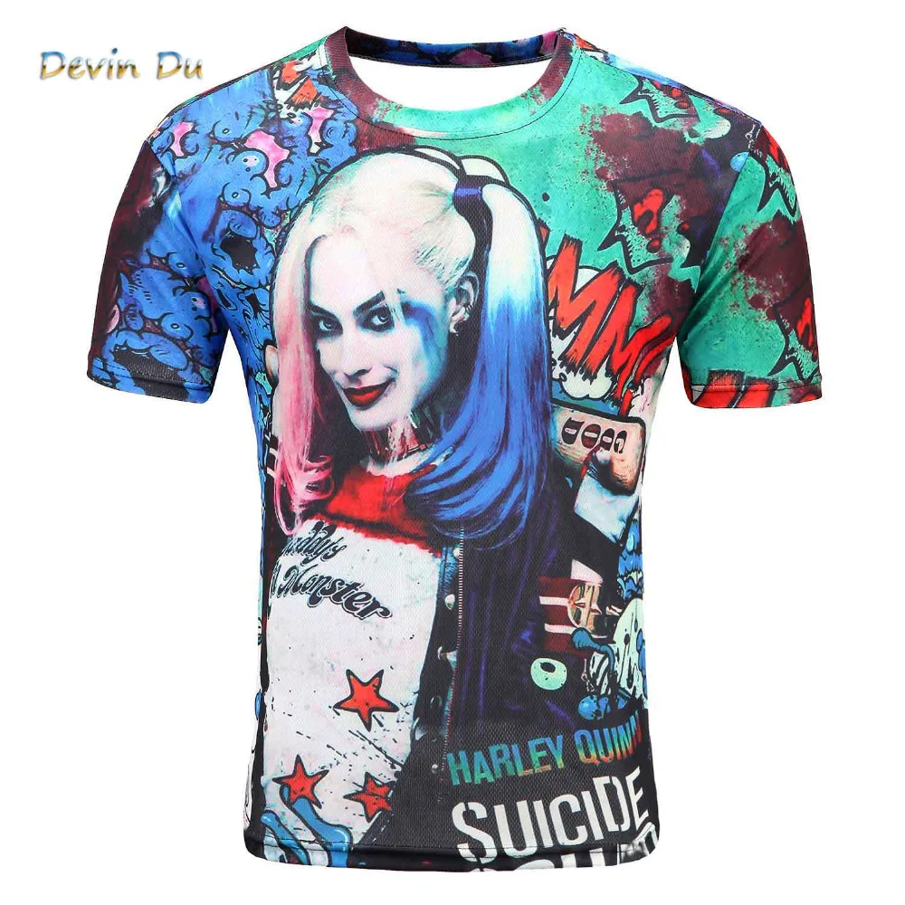 

New arrival Suicide squad men 3d t shirt Harley Quinn joker deadshot tshirt male Rick Flag mens shirts Boomerang Suicide squad