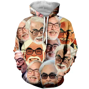 

Plus Size XS-7XL Men Women Hoodies /Tees Outerwear Harajuku Hipster Pullover Hayao Miyazaki Face 3D Print Crewneck Sweatshirt