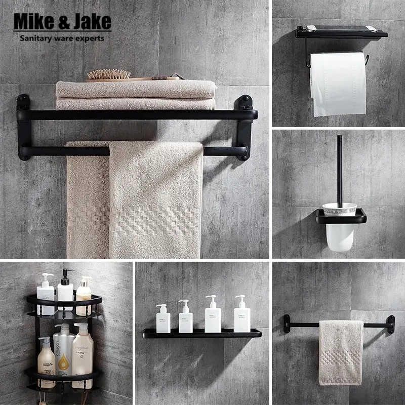 Buy Black bathroom towel shelf kit Black towel shelf