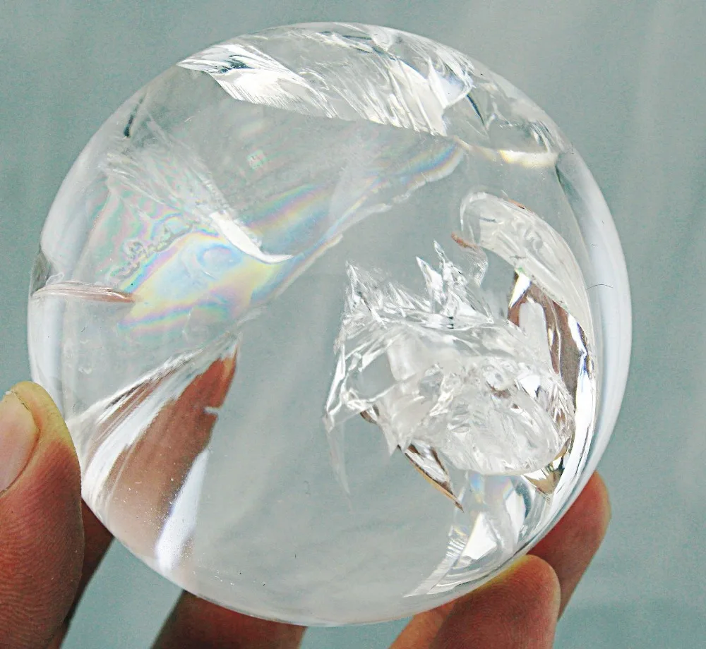 

04997 75mm Natural Quartz Clear Magic Crystal Healing Rainbow Ball Sphere !!