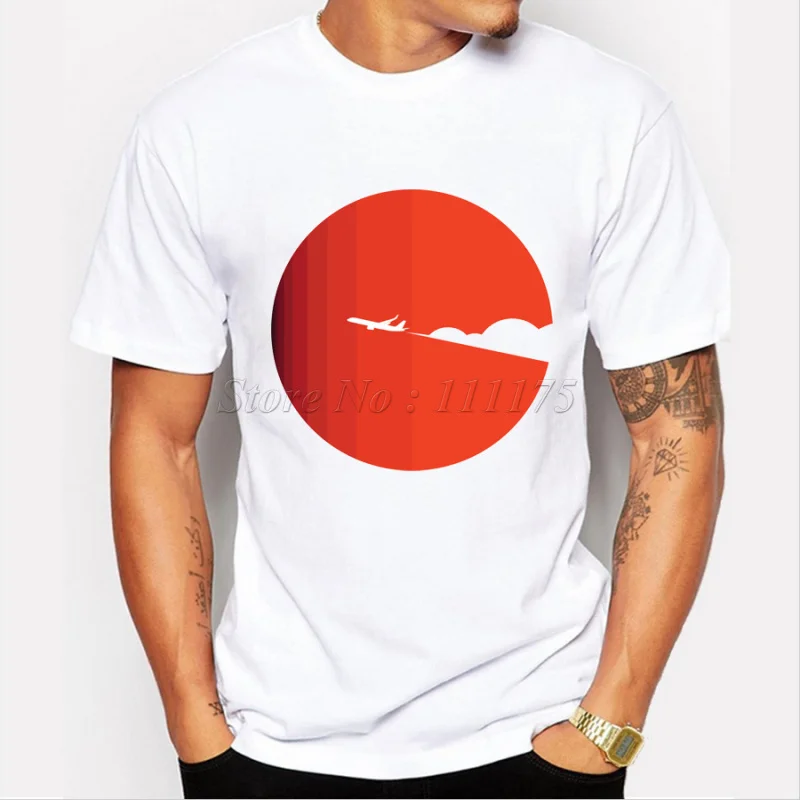 

2019 New Creative Air Plane Design Men's Fashion T shirt Hipster Tops Cool Short Sleeve Tees