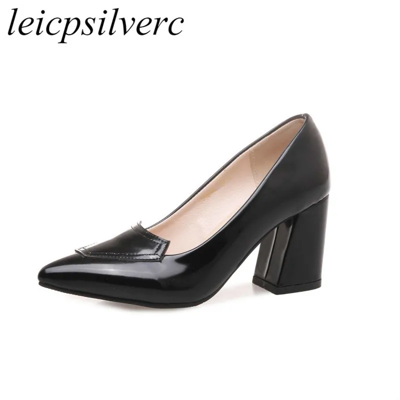 

Women Pumps High Heels Shoes Spring Autumn Pu Pointed Toe 2019 Sexy New Fashion Slip on Sewing Casual Party Wedding Black Beige