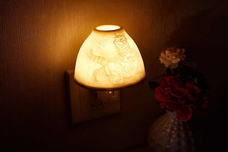 Conduziu a Luz da Noite em Casa Interior da ue Nordic Simples Cerâmica Branca - Eua Plug Iluminação Bebê Sono Leve Romântico Presente Fragrância Lâmpada no 9 UE EUA plug iluminação bebê sono leve