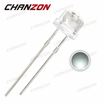 100pcs 5mm Straw Hat White Light Emitting Diode LED Lamp Wide Angle 5 mm 20mA Ultra Bright (Clear Lens) Electronics Components