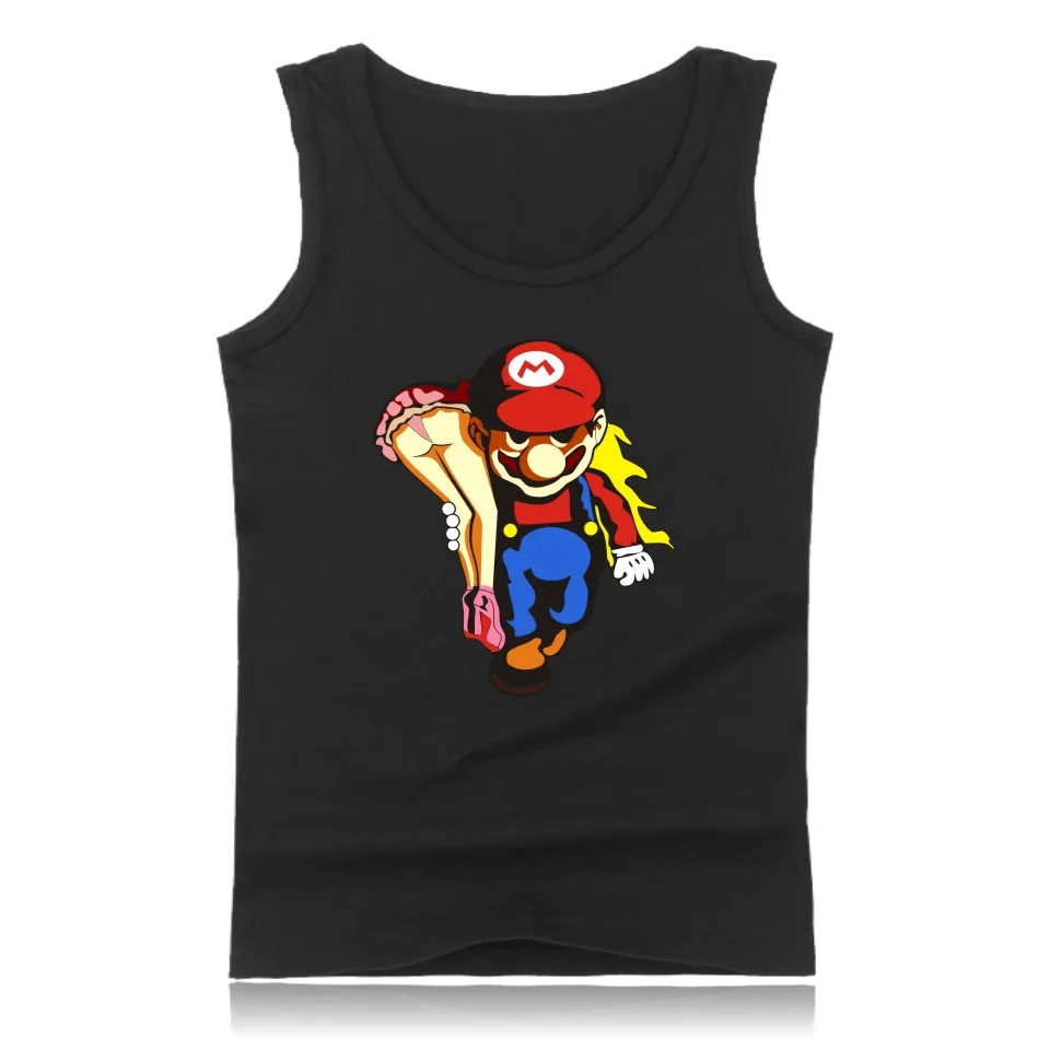 

Super Mariorun Black Muscle Tank Tops for Men Sleeveless Shirts and Funny Game Super Mario Summer Vest Clothing 4XL