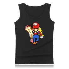 Super Mariorun Black Muscle Tank Tops for Men Sleeveless Shirts and Funny Game Super Mario Summer Vest Clothing 4XL