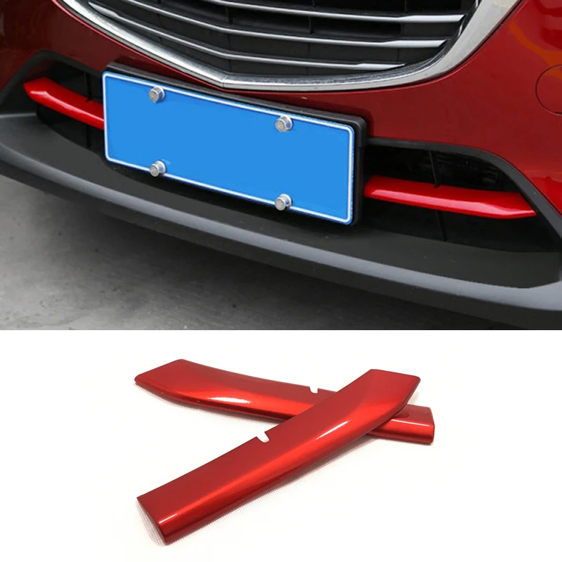 

For Mazda CX-3 CX3 2016 2017 2018 Front Bumper Air-inlet Grille 2pcs ABS Chrome Front Grill Cover Trims Strip Accessories