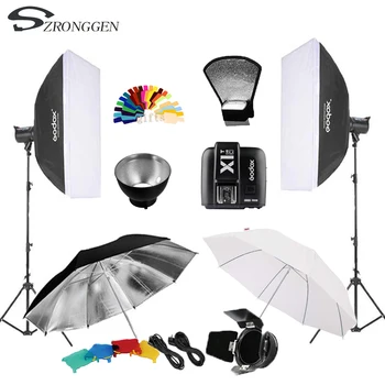 

2XGodox SK300II 300WS / SK400 II 400WS 2.4G Wireless X System Flash Light Strobe Lighting Kit + X1T Transmitter +Stand+ Softbox