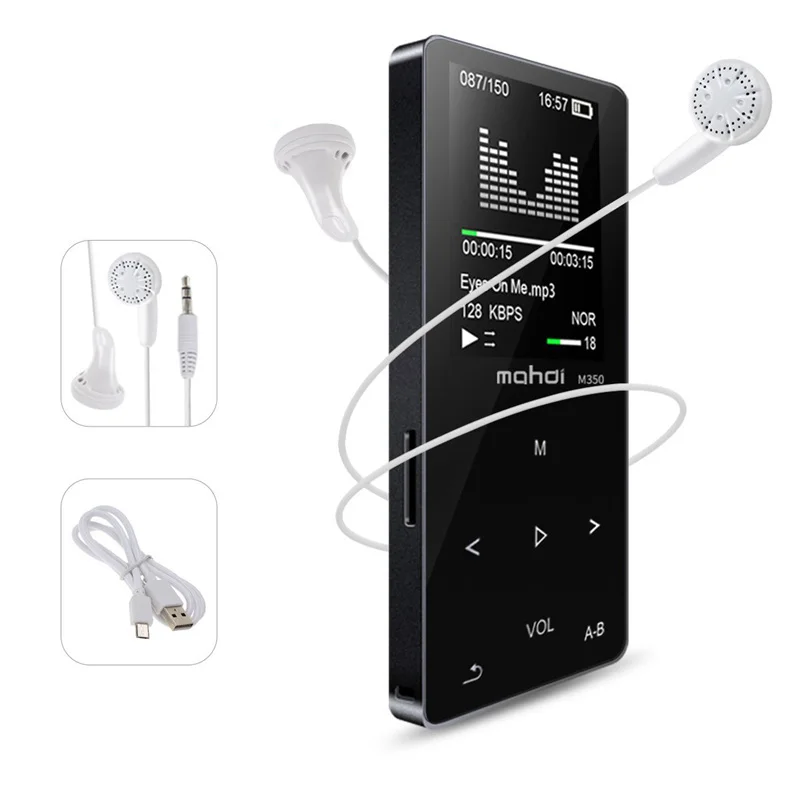 Металлический Bluetooth спортивный MP3-плеер Портативный аудио 8 Гб со встроенным динамиком fm-радио APE Flac музыкальный плеер - Цвет: Black