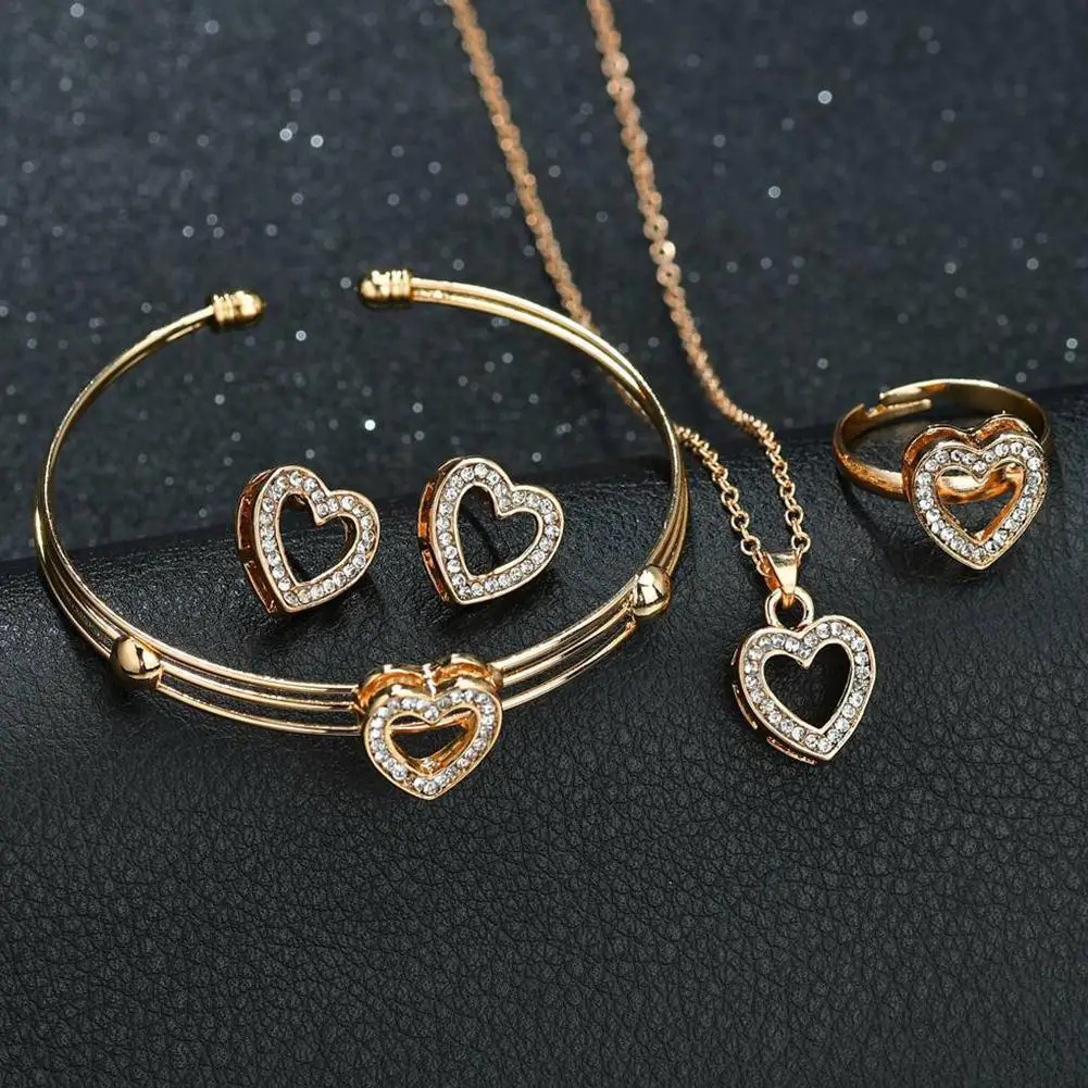 DreamBell женский свадебный золотой цвет комплект ювелирных изделий в форме сердца ожерелье серьги браслет кольцо