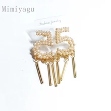 Mimiyagu бренд cc Ювелирные изделия жемчужные буквы No 5 большие длинные серьги с кисточками для женщин