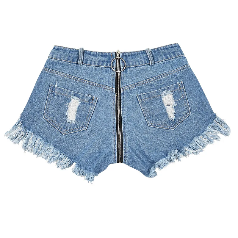 Women Sexy Butt Front Back Zipper Jeans 