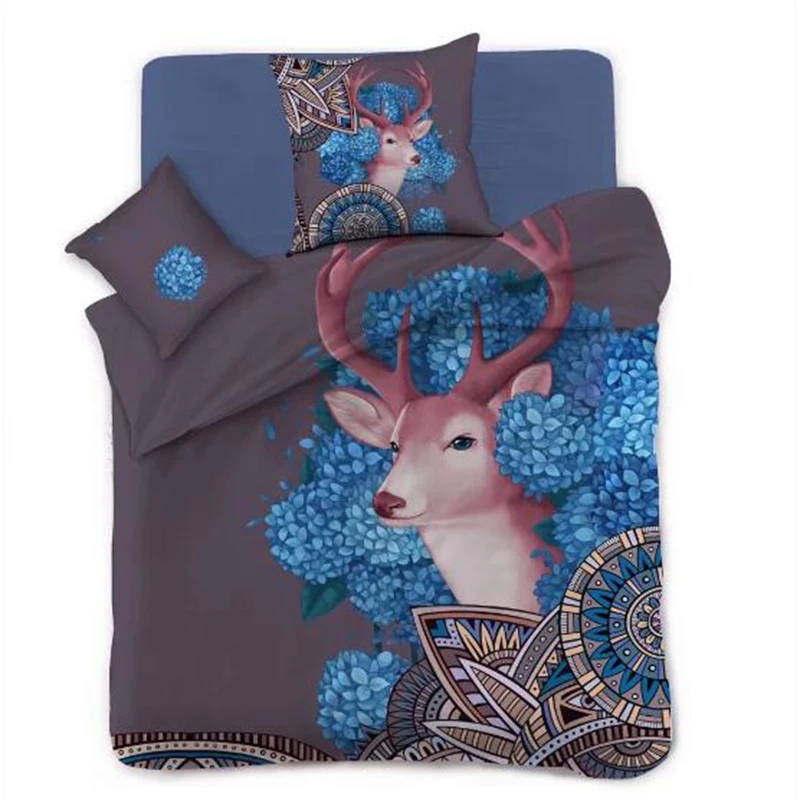 

Elk Bedding Set Animal Duvet Cover Set Queen King Double Size Quilt Cover Bed Cover Set Deer Bedclothes 3pcs