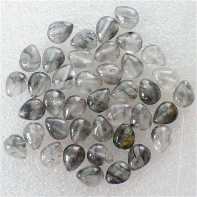 (80 шт./лот) Бесплатная доставка Оптовая продажа Черный Rutilated кварц кулон шарик 10x5mm